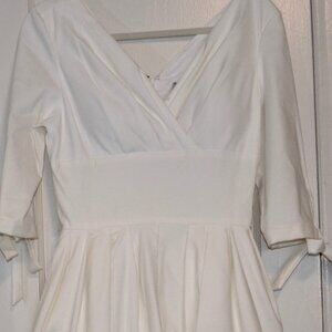 Elegant Vintage Ivory Satin Dress, Hand Made, Never Worn Size Large